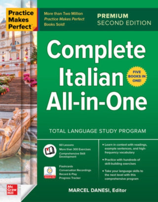 Cover image for 9781265764937 - Practice Makes Perfect: Complete Italian All-in-One, Premium Second Edition
