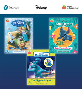 Cover image for 9781292720456 - Pearson Bug Club Disney Reception Pack B, including decodable phonics readers for phases 2 and 3; Frozen: Fun in the Sun, Lilo and Stitch: Grab that Frog!, Monsters, Inc: The Biggest Fright