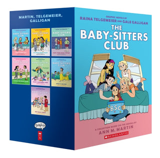 Cover image for 9781338603637 - The Baby-sitters Club #1-7 Graphic Novel Box Set