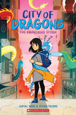 Cover image for 9781338660425 - The Awakening Storm: A Graphic Novel (City of Dragons #1)