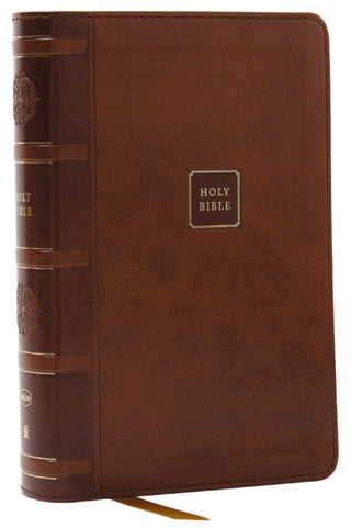 Cover image for 9781400333363 - NKJV Compact Paragraph-Style Bible w/ 43,000 Cross References, Brown Leathersoft, Red Letter, Comfort Print: Holy Bible, New King James Version