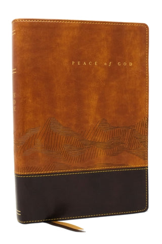 Cover image for 9781400334995 - Peace of God Bible: Discover and Experience God's Shalom Throughout the Bible (NKJV, Brown Leathersoft, Red Letter, Comfort Print)