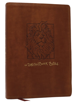 Cover image for 9781400339488 - The Sketchbook Bible: The Complete Bible with Hundreds of Illustrations (NKJV, Brown Leathersoft, Red Letter, Comfort Print)
