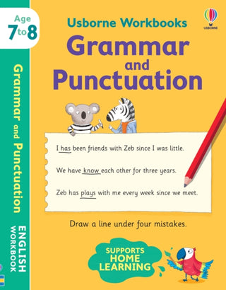 Cover image for 9781474991056 - Usborne Workbooks Grammar and Punctuation 7-8