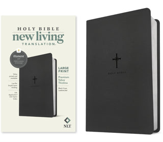 Cover image for 9781496484031 - NLT Large Print Premium Value Thinline Bible, Filament Enabled (LeatherLike, Black Cross)