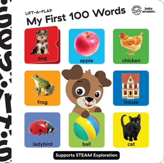 Cover image for 9781503758926 - Baby Einstein Lift A Flap My First 100 Words Novelty Board Book
