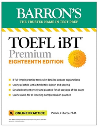 Cover image for 9781506290539 - TOEFL iBT Premium with 8 Practice Tests + Online Audio, Eighteenth Edition