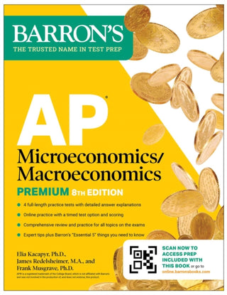 Cover image for 9781506296685 - AP Microeconomics/Macroeconomics Premium, Eighth Edition: Prep Book with 4 Practice Tests + Comprehensive Review + Online Practice (2026)