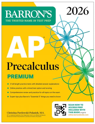 Cover image for 9781506296760 - AP Precalculus Premium, 2026: Prep Book with 3 Practice Tests + Comprehensive Review + Online Practice