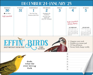 Cover image for 9781524889401 - Effin' Birds 2025 Weekly Desk Pad Calendar