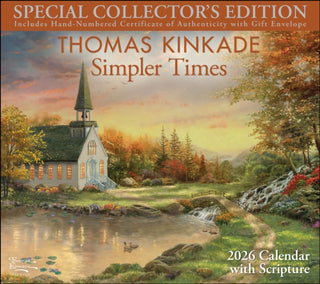 Cover image for 9781524896843 - Thomas Kinkade Collector's Scripture Edition 2026 Deluxe Wall Calendar + Print