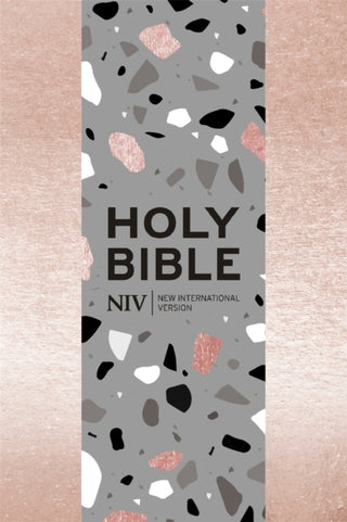 Cover image for 9781529346954 - NIV Pocket Rose Gold Terrazzo Soft-tone Bible with Zip
