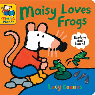 Cover image for 9781529523119 - Maisy Loves Frogs: A Maisy's Planet Book