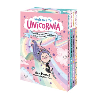 Cover image for 9781529530810 - Welcome to Unicornia: Four Glittery Adventures Full of Friendship and Magic!