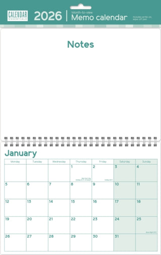Cover image for 9781529848328 - Essential Memo Calendar Planner A3 Calen
