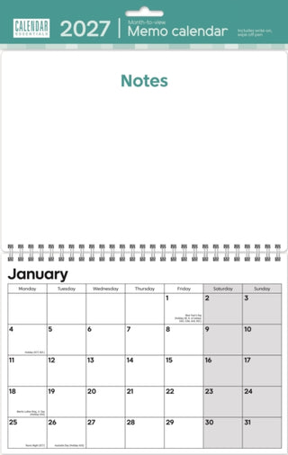 Cover image for 9781529861495 - Essential Memo A4 Calendar