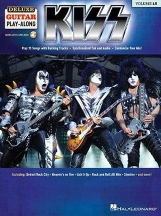 Cover image for 9781540045980 - KISS DELUXE GUITAR PLAYALONG VOLUME 18