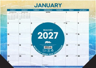 Cover image for 9781549266447 - Beaches 2027 17" x 12" Monthly Deskpad