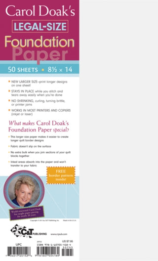 Cover image for 9781607054184 - Carol Doak's Legal Size Foundation Paper
