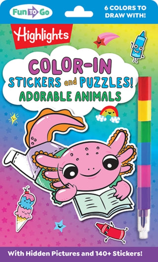 Cover image for 9781639622894 - Color-In Stickers and Puzzles! Adorable Animals