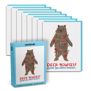Supplemental image for 9781642463699 - Em & Friends Deck Yourself Boxed Greeting Cards, Box of 8 Single Holiday Cards