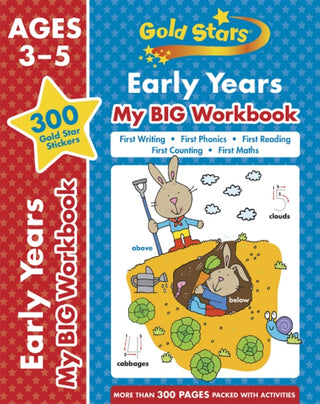 Cover image for 9781646380268 - Gold Stars Early Years My BIG Workbook (Includes 300 gold star stickers, Ages 3 - 5)