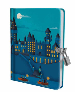 Cover image for 9781647222826 - Harry Potter: Hogwarts Castle at Night Lock and Key Diary