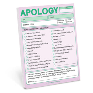 Cover image for 9781683493976 - Knock Knock Apology Nifty Note (Pastel Version)