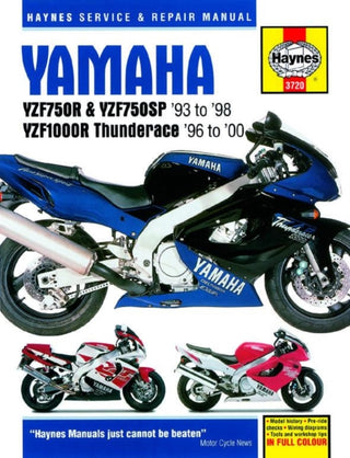 Cover image for 9781785213090 - Yamaha YZF750R & YZF1000R Thunderace (93 - 00) Haynes Repair Manual