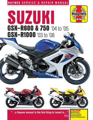 Supplemental image for 9781785213229 - Suzuki GSX-R600/750 (04 - 05) & GSX-R1000 (03 - 08) Haynes Repair Manual