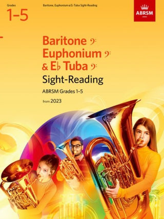 Cover image for 9781786015037 - Sight-Reading for Baritone (bass clef), Euphonium (bass clef), E flat Tuba (bass clef), ABRSM Grades 1-5, from 2023
