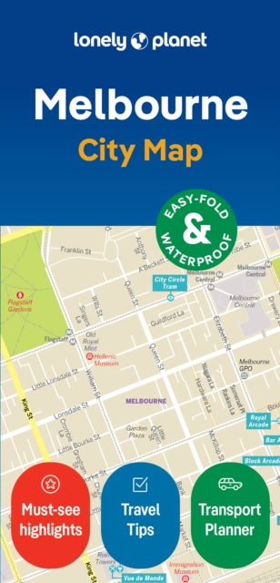 Cover image for 9781787017153 - Lonely Planet Melbourne City Map