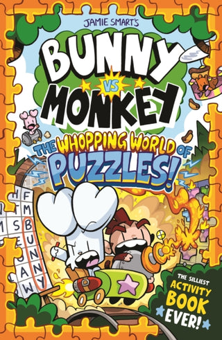 Cover image for 9781788453509 - Bunny vs Monkey: The Whopping World of Puzzles (a Phoenix Comic Book, from the million-selling Jamie Smart, Illustrator of the Year)