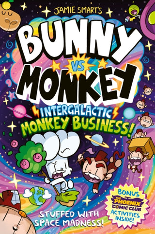 Cover image for 9781788453622 - Bunny vs Monkey: Intergalactic Monkey Business! (a Phoenix Comic Book): Winner of the British Book Award for Best Graphic Novel