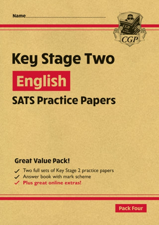 Cover image for 9781789081114 - KS2 English Year 6 SATS Practice Papers: Pack 4 - for the 2027 tests (with free Online Extras)