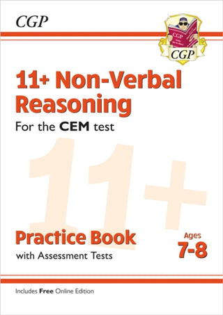 Cover image for 9781789081480 - 11+ CEM Non-Verbal Reasoning Practice Book & Assessment Tests - Ages 7-8 (with Online Edition)