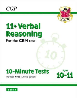 Cover image for 9781789081855 - 11+ CEM 10-Minute Tests: Verbal Reasoning - Ages 10-11 Book 1 (with Online Edition)