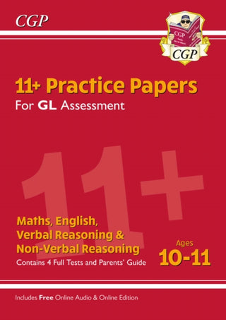 Cover image for 9781789082203 - 11+ GL Practice Papers Mixed Pack - Ages 10-11 (with Parents' Guide & Online Edition)