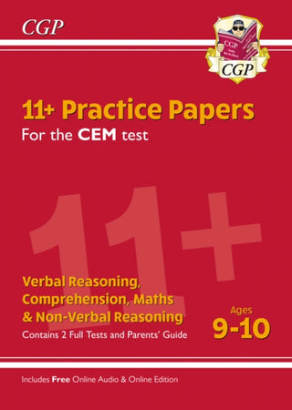 Cover image for 9781789082456 - 11+ CEM Practice Papers - Ages 9-10 (with Parents' Guide & Online Edition)