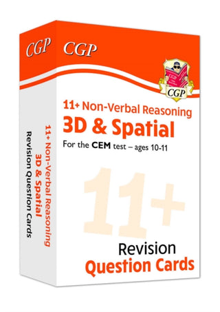 Cover image for 9781789085419 - 11+ CEM Revision Question Cards: Non-Verbal Reasoning 3D & Spatial - Ages 10-11