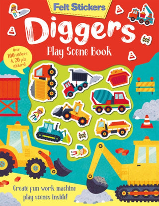 Cover image for 9781789585162 - Felt Stickers Diggers Play Scene Book