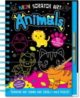 Cover image for 9781801056328 - Neon Scratch Art Animals