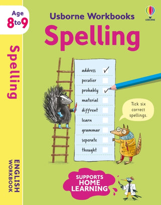 Cover image for 9781801313506 - Usborne Workbooks Spelling 8-9
