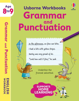 Cover image for 9781801313513 - Usborne Workbooks Grammar and Punctuation 8-9
