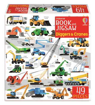 Cover image for 9781803704821 - Usborne Book and Jigsaw Diggers and Cranes