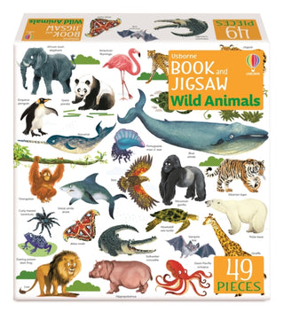 Cover image for 9781803704845 - Usborne Book and Jigsaw Wild Animals