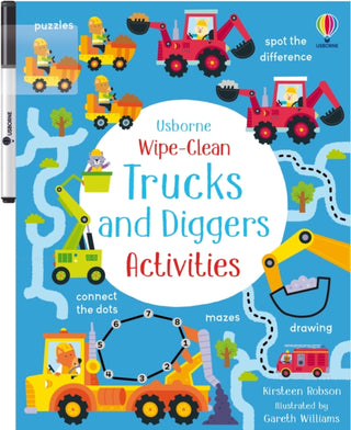 Supplemental image for 9781805074007 - Wipe-Clean Trucks and Diggers Activities