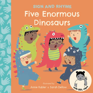 Cover image for 9781835322215 - Five Enormous Dinosaurs BSL