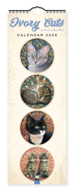 Cover image for 9781835624524 - Ivory Cats Slim Calendar 2026 (Art Calendar)
