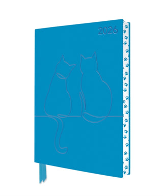 Cover image for 9781835624814 - Two Happy Cats 2026 Artisan Art Vegan Leather Diary Planner - Page to View with Notes